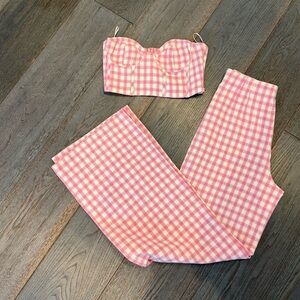 Zara Pink and White Checkered/Gingham Set